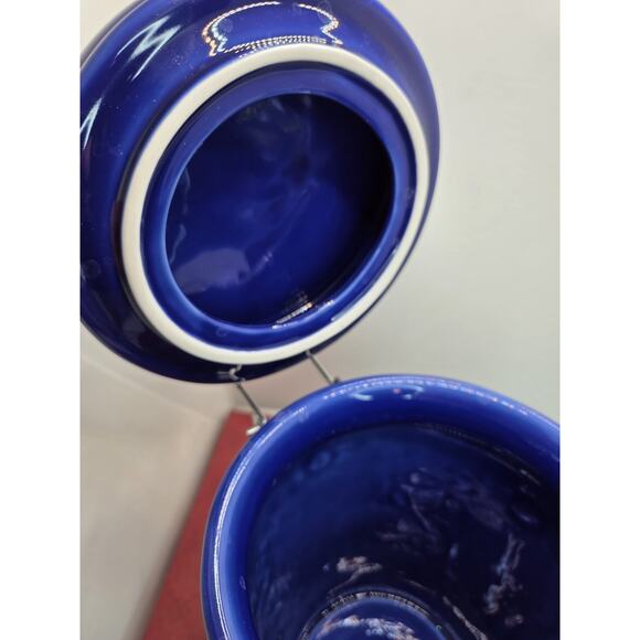 STARBUCKS Cobalt Blue Ceramic COFFEE CANISTER Jar Siren MERMAID 8.5" H - Picture 5 of 8